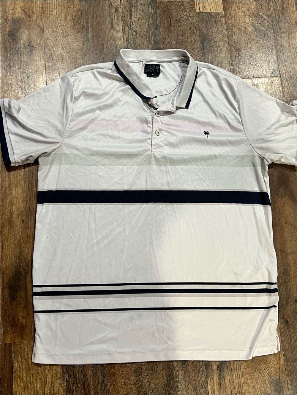 Old Navy White Polo with Navy Stripe Accents